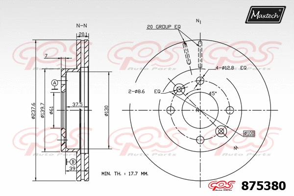 Disque de frein MAXTECH 875380