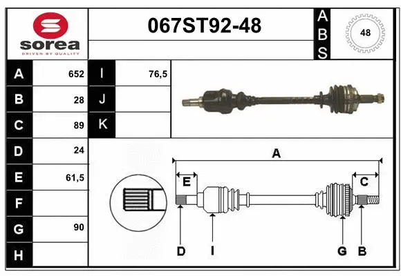 Arbre de transmission STARTCAR 067ST92-48