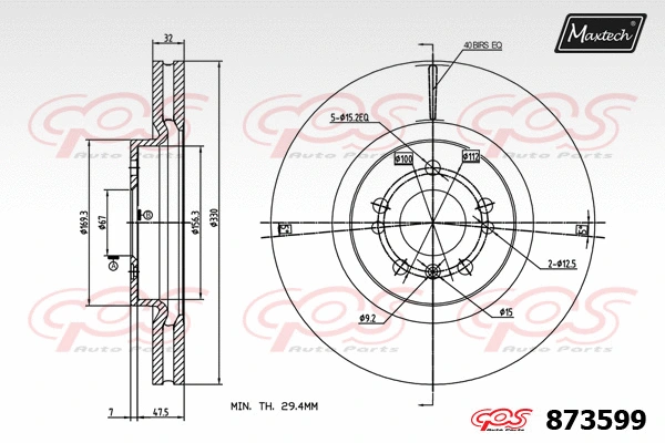 Disque de frein MAXTECH 873599