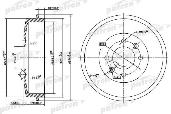 Tambour de frein PATRON PDR1126