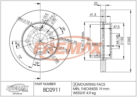 Disque de frein FREMAX BD-2911