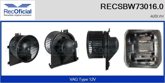 Pulseur d'air habitacle RECOFICIAL RECSBW73016.0