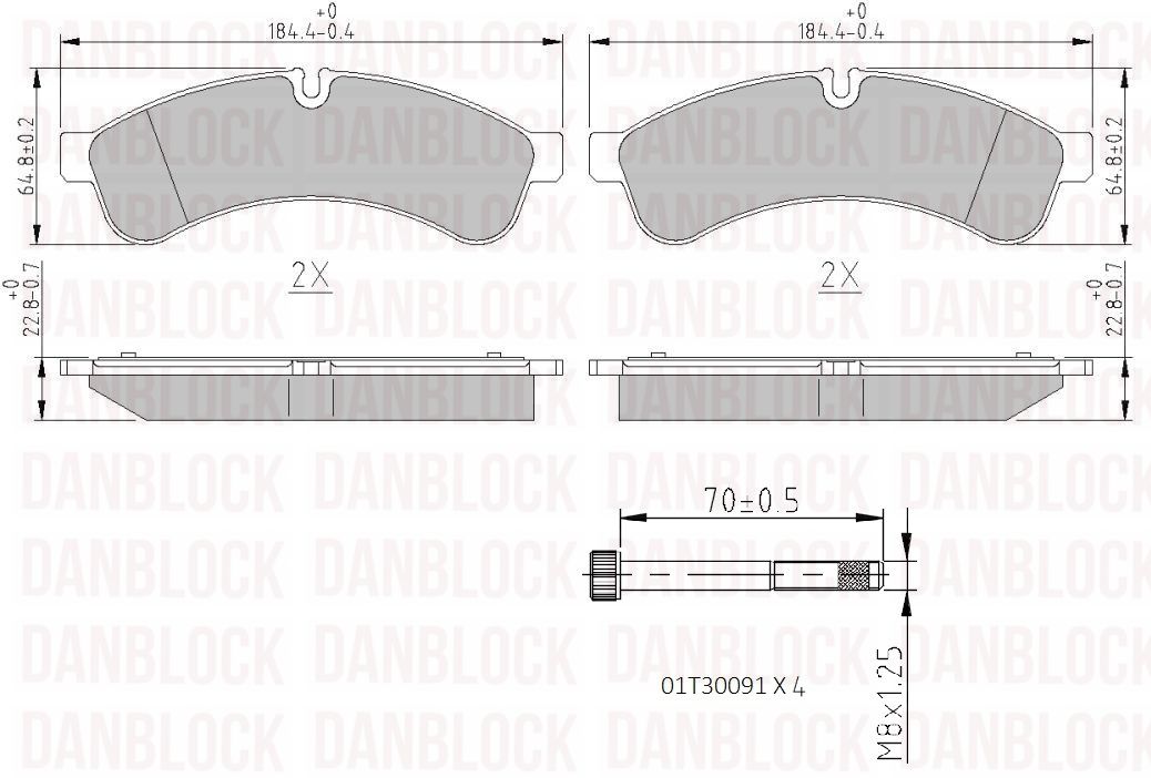 Kit de plaquettes de frein, frein à disque DANBLOCK DB 510662