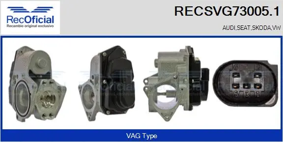 Vanne EGR RECOFICIAL RECSVG73005.1