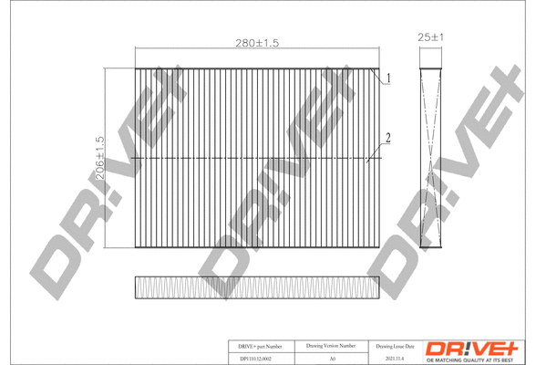 Filtre, air de l'habitacle Dr!ve+ DP1110.12.0002