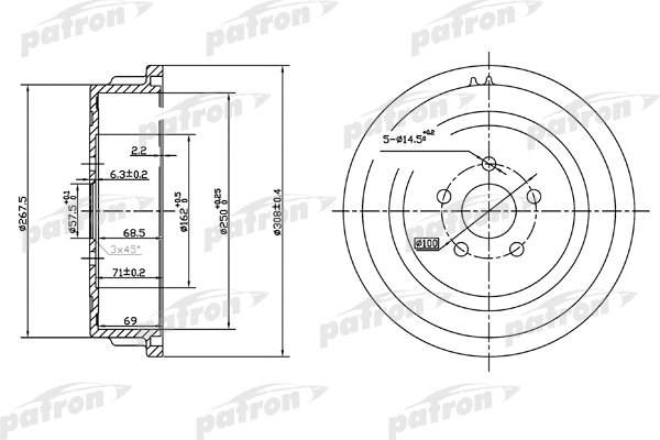 Tambour de frein PATRON PDR1479