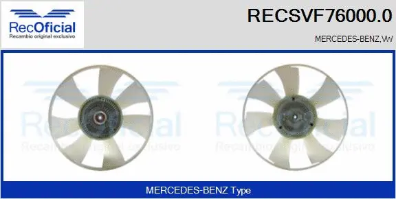 Embrayage, ventilateur de radiateur RECOFICIAL RECSVF76000.0