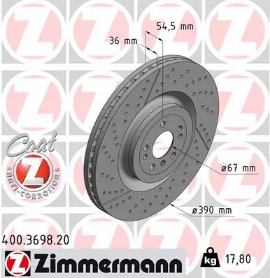 Disque de frein ZIMMERMANN 400.3698.20