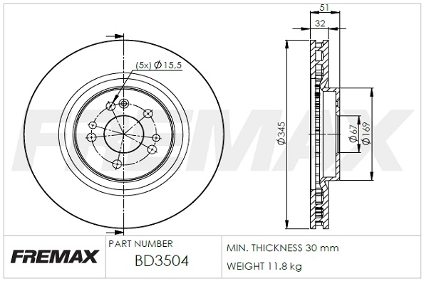 Disque de frein FREMAX BD-3504