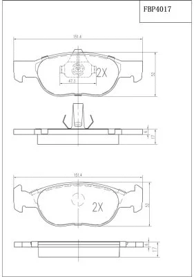 Kit de plaquettes de frein, frein à disque FI.BA FBP4017