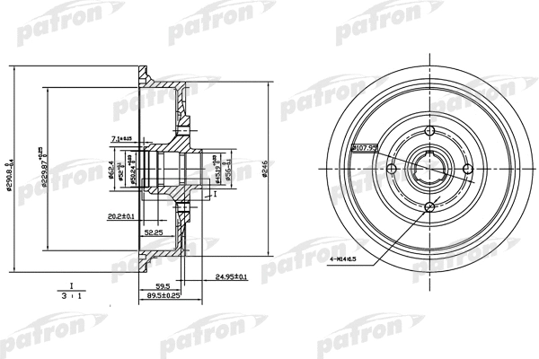 Tambour de frein PATRON PDR1200
