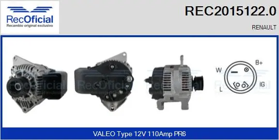 Alternateur RECOFICIAL REC2015122.0