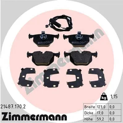 Kit de plaquettes de frein, frein à disque ZIMMERMANN 21487.170.2