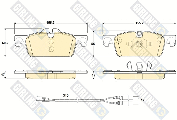 Kit de plaquettes de frein, frein à disque GIRLING 6119292