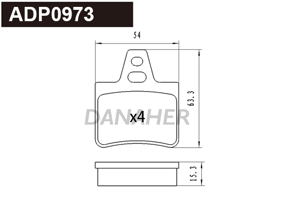 Kit de plaquettes de frein, frein à disque DANAHER ADP0973