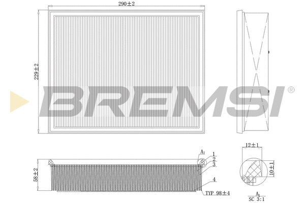 Filtre à air BREMSI FA1225