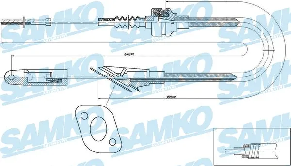 Tirette à câble, commande d'embrayage SAMKO C0417C