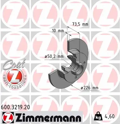 Disque de frein ZIMMERMANN 600.3219.20