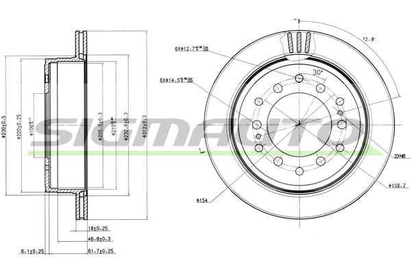 Disque de frein SIGMAUTO DBB743V