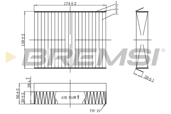 Filtre, air de l'habitacle BREMSI FC0490C