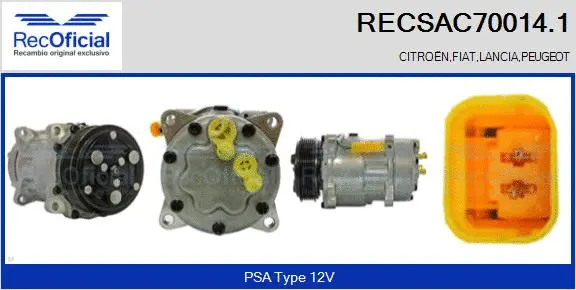 Compresseur, climatisation RECOFICIAL RECSAC70014.1