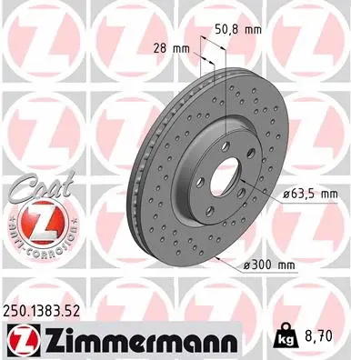 Disque de frein ZIMMERMANN 250.1383.52