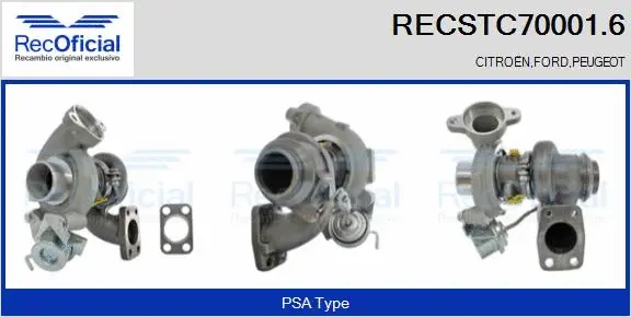 Turbocompresseur, suralimentation RECOFICIAL RECSTC70001.6