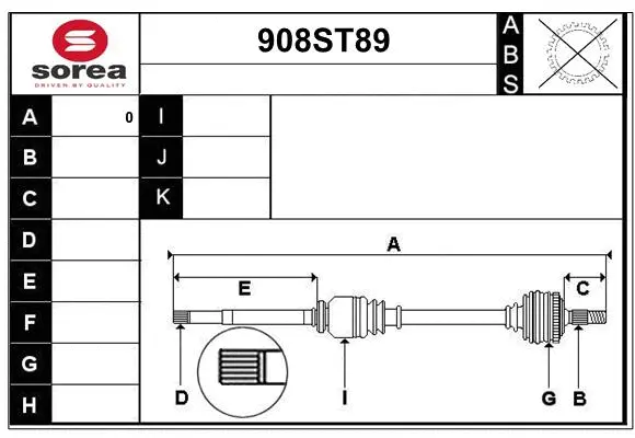 Arbre de transmission STARTCAR 908ST89