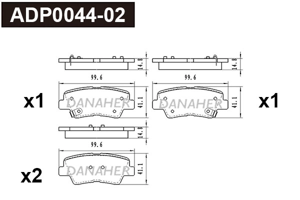 Kit de plaquettes de frein, frein à disque DANAHER ADP0044-02