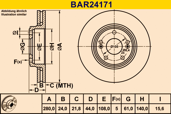 Disque de frein BARUM BAR24171
