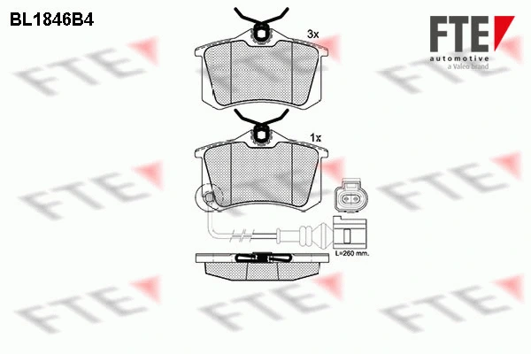 Kit de plaquettes de frein, frein à disque FTE 9010427