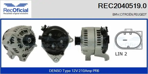 Alternateur RECOFICIAL REC2040519.0