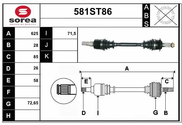 Arbre de transmission STARTCAR 581ST86