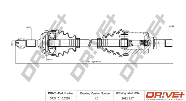 Arbre de transmission Dr!ve+ DP2110.10.0238