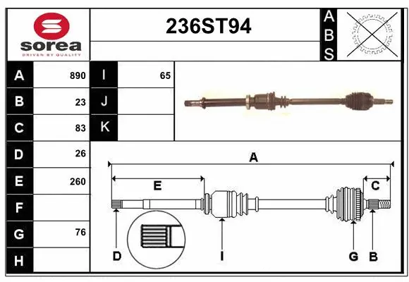 Arbre de transmission STARTCAR 236ST94