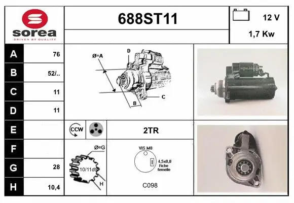 Démarreur STARTCAR 688ST11