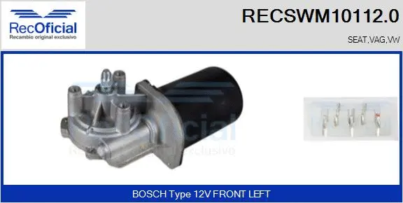 Moteur d'essuie-glace RECOFICIAL RECSWM10112.0