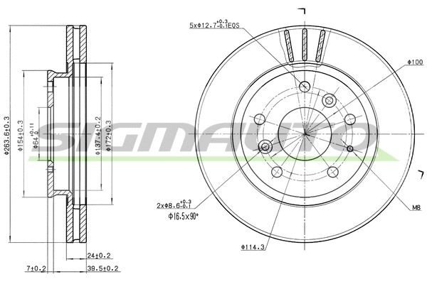 Disque de frein SIGMAUTO DBA395V