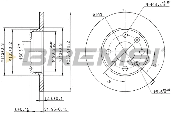 Disque de frein BREMSI CD6116S