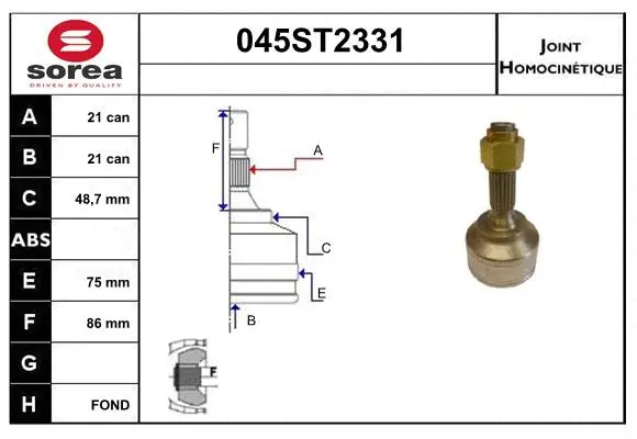 Jeu de joints, arbre de transmission STARTCAR 045ST2331