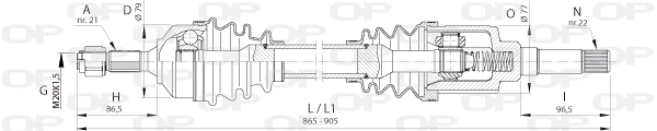 Arbre de transmission OPEN PARTS DRS6391.00