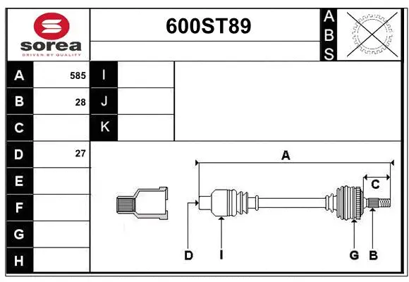 Arbre de transmission STARTCAR 600ST89
