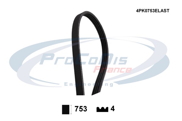 Courroie trapézoïdale à nervures PROCODIS FRANCE 4PK0753ELAST