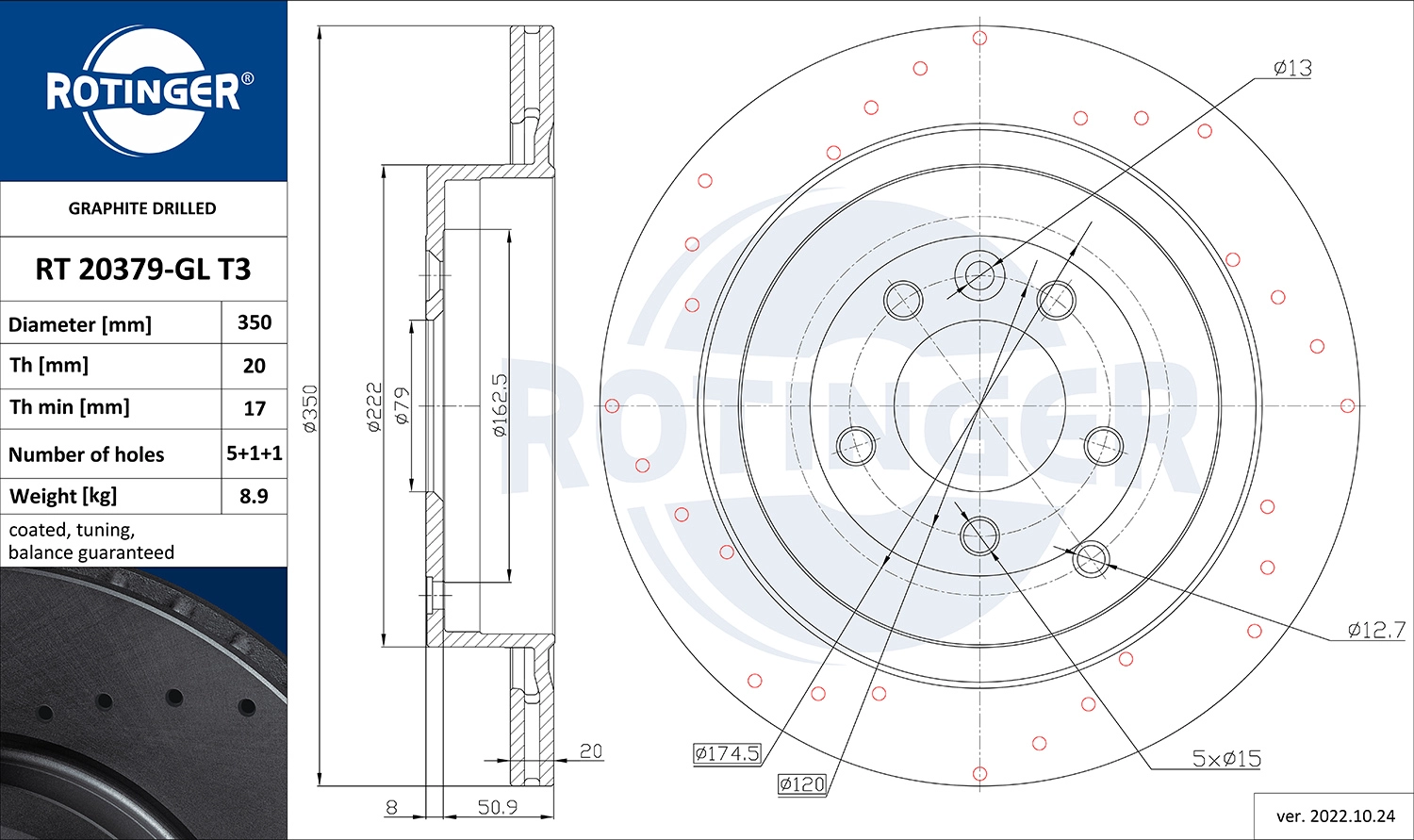 Disque de frein ROTINGER RT 20379-GL T3