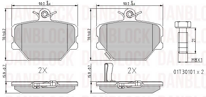 Kit de plaquettes de frein, frein à disque DANBLOCK DB 510429