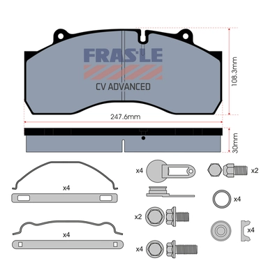 Kit de plaquettes de frein, frein à disque FRAS-LE PD/170-K016-CV