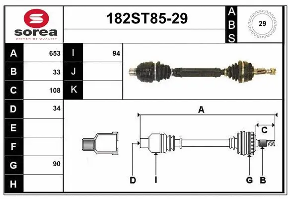 Arbre de transmission STARTCAR 182ST85-29