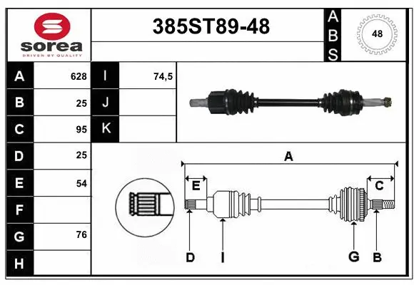 Arbre de transmission STARTCAR 385ST89-48