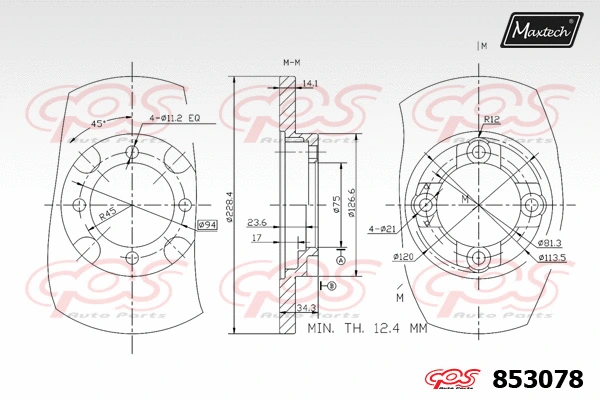 Disque de frein MAXTECH 853078