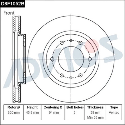 Disque de frein ADVICS D6F1052B